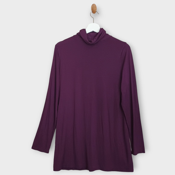 J Jill Shirt Women Medium Purple Minimalist Casual Stretch Basic Knit Turtleneck - Picture 2 of 5